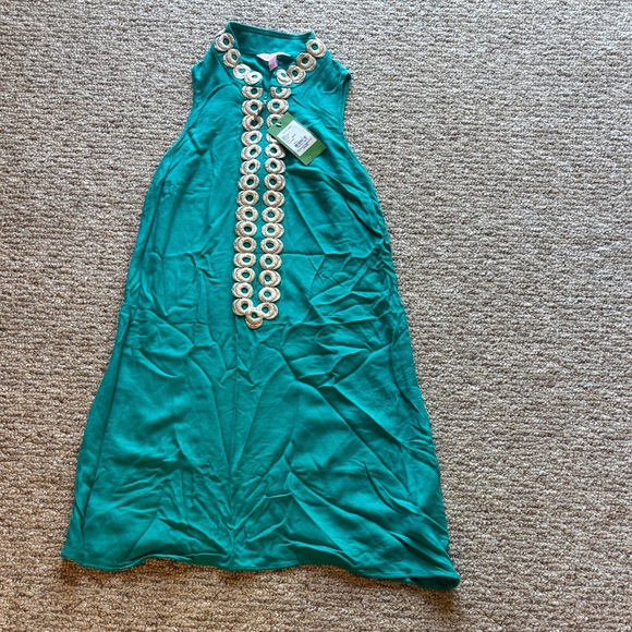 Lilly Pulitzer Dresses & Skirts - Lilly Pulitzer Teal Sleeveless Shift Dress with Cream Trim